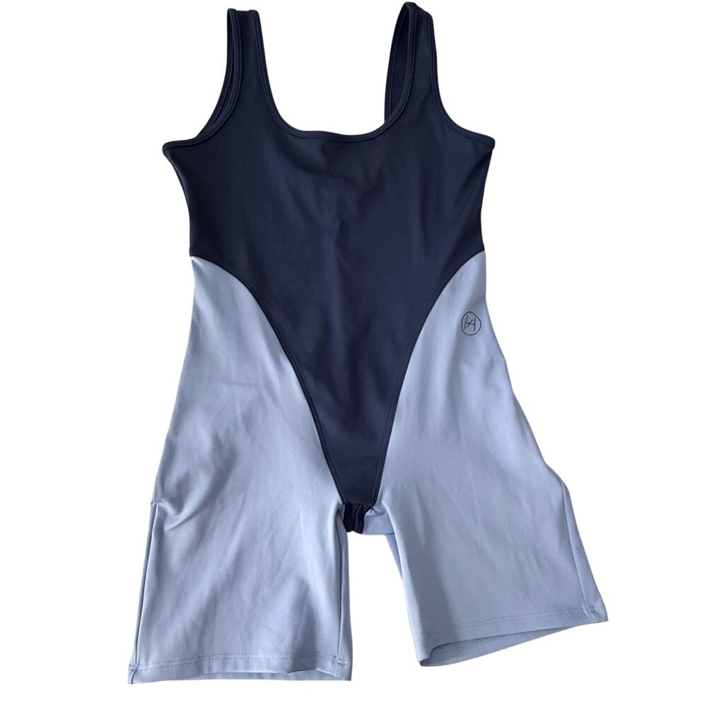 Héros Active Womens Navy & Light Blue Recycled Poly/Spandex Athletic Bodysuit - Picture 2 of 6